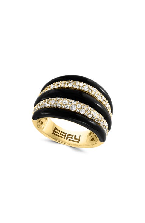 Anillo de ónix y diamantes de oro amarillo de 14 quilates