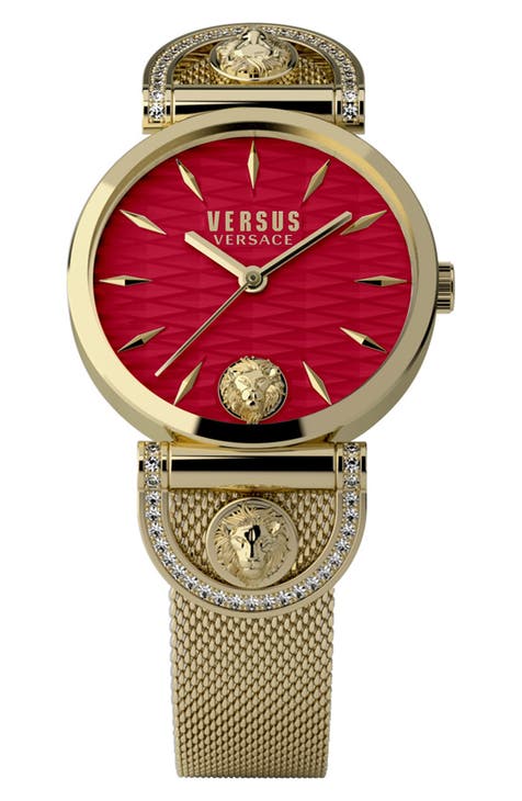 Reloj Iseo con Correa de Malla Adornada con Cristal Swarovski, 36mm