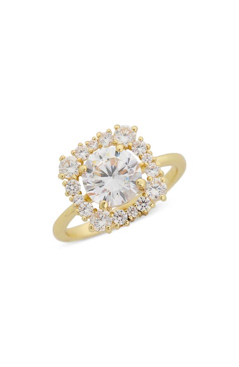 Anillo Halo CZ Cuadrado Flotante