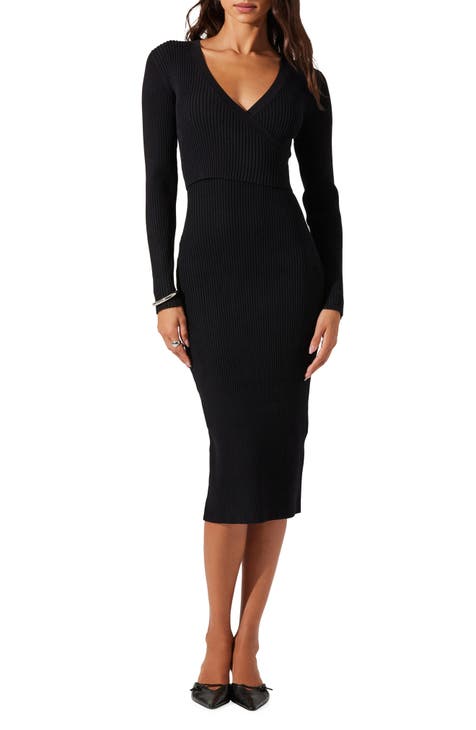 Vestido cruzado de canalé sintético