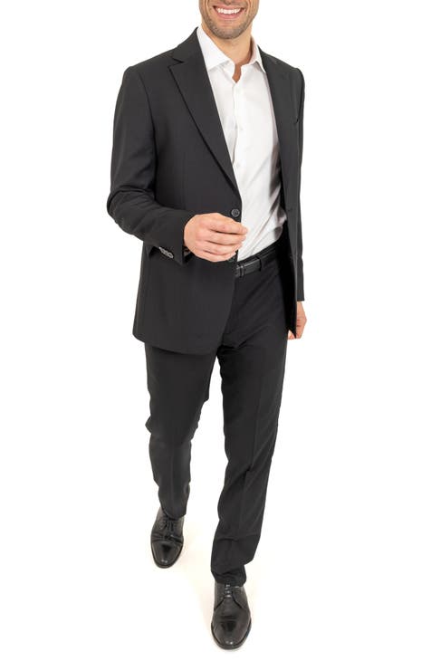 Traje de lana con ribetes