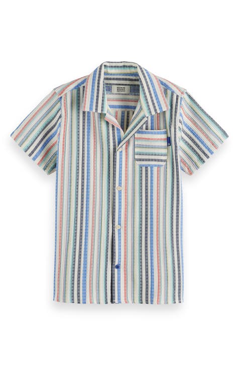 Camiseta de campamento a rayas para niños (niño grande)