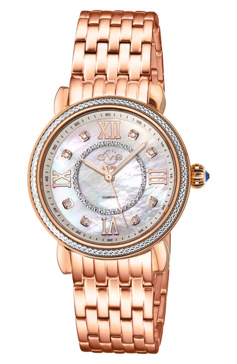 Marsala Reloj Pulsera Adornado con Diamantes, 37mm