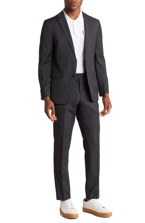 Conjunto de traje de dos piezas en mezcla de lana con dos botones