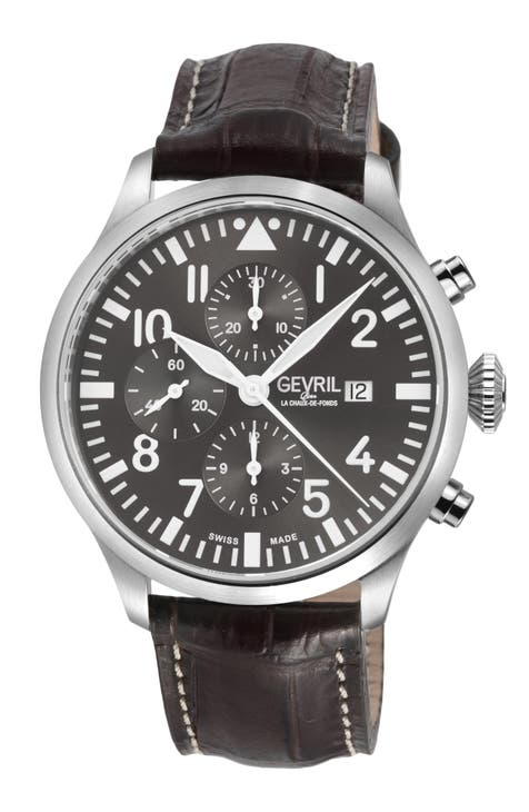 Reloj Vaughn Automático con Correa de Piel, 44mm