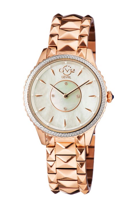 Reloj de acero con esfera nacarada Siena para mujer, 38 mm - 0,0044 ctw