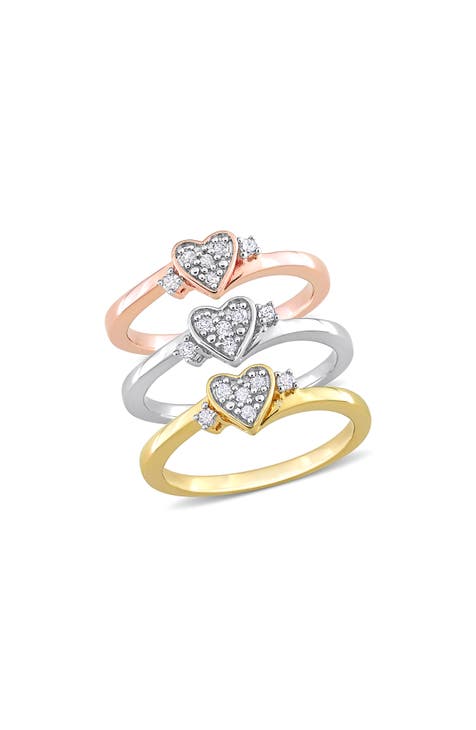 Juego de 3 Anillos Corazón de Diamante - 0.3ct.