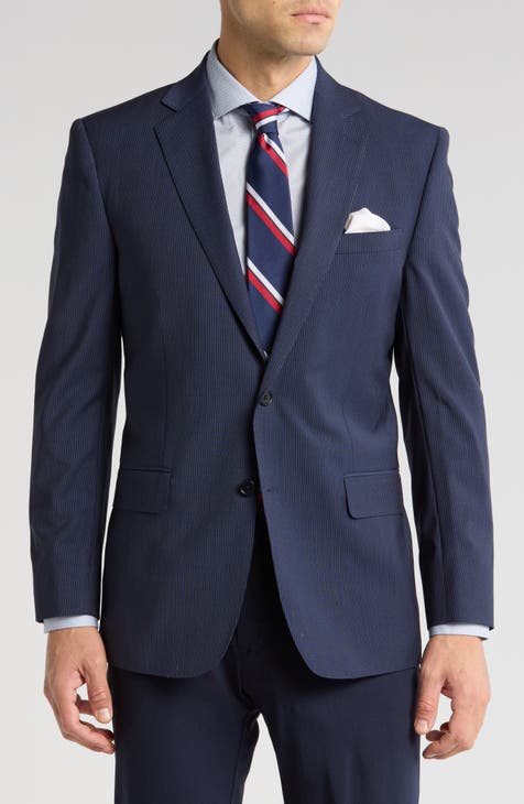 Abrigo deportivo en mezcla de lana a rayas diplomáticas