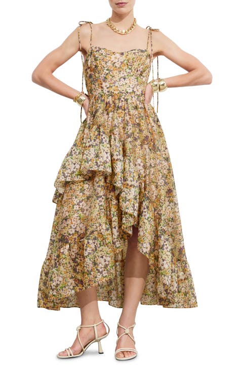 Vestido midi asimétrico con capas