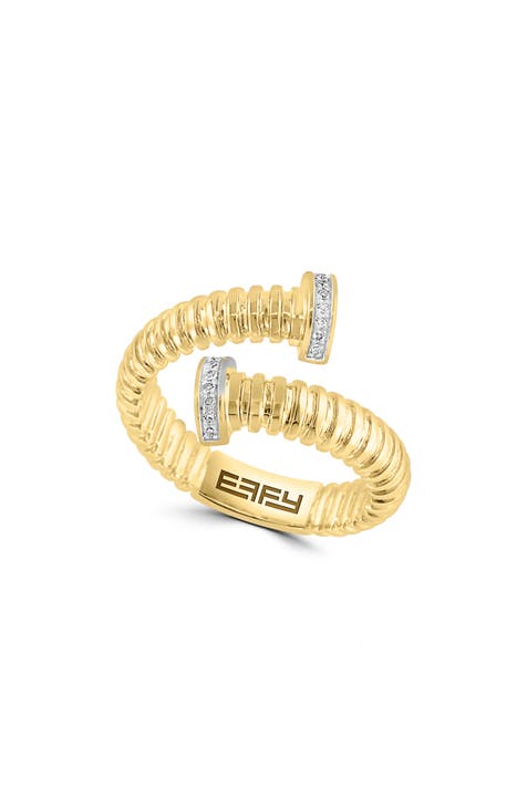 Anillo Abierto de Diamantes en Oro Amarillo de 14K
