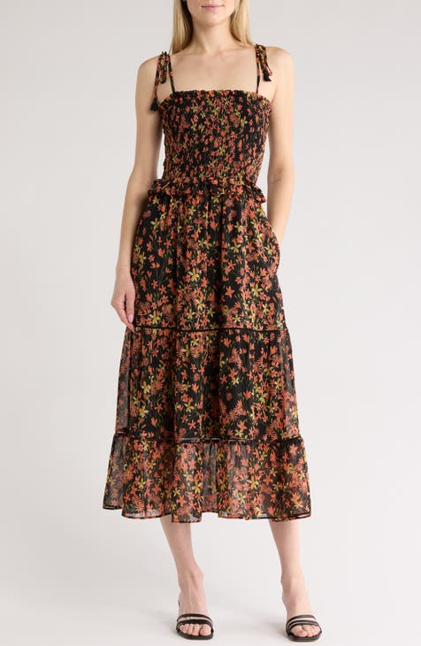 Vestido midi con tirantes y lazo floral de Santa Catalina