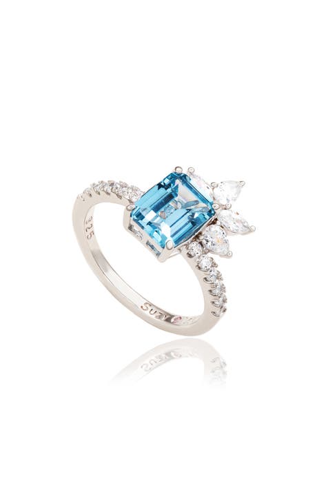 Anillo de novia Aqua Cubic Zirconia