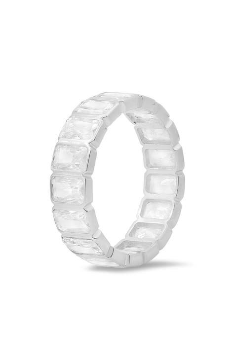 Anillo Infinito CZ Corte Esmeralda