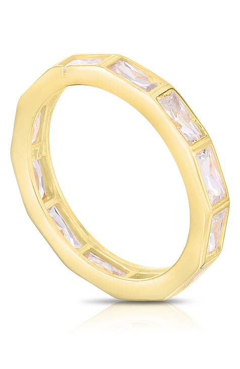 Anillo Eternidad CZ Baguette Vermeil Oro