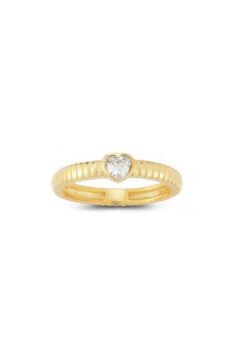 Anillo CZ Corazón Chapado en Oro 14K