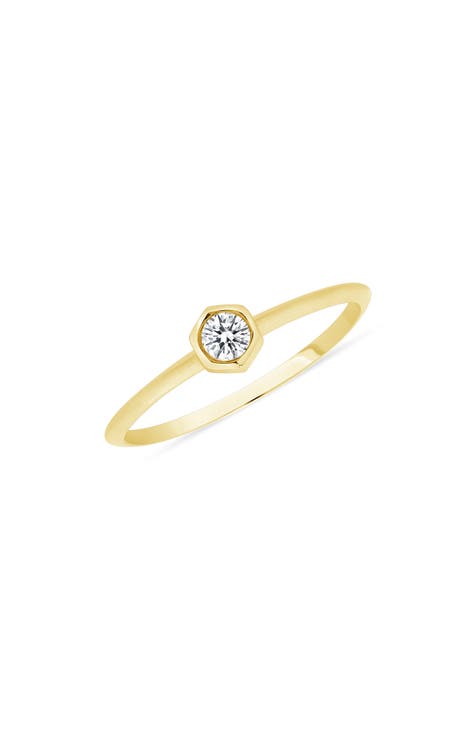 Anillo de diamantes engastados en bisel de oro amarillo de 14 quilates - 0,13 ct. - Talla 7