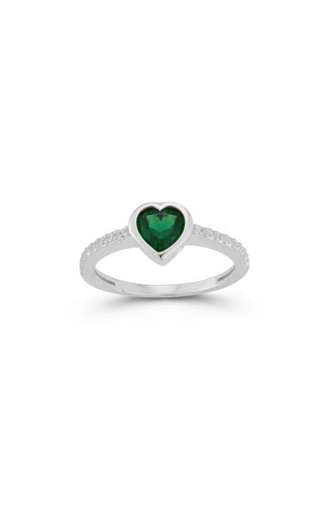 Anillo CZ Corazón Chapado en Rodio