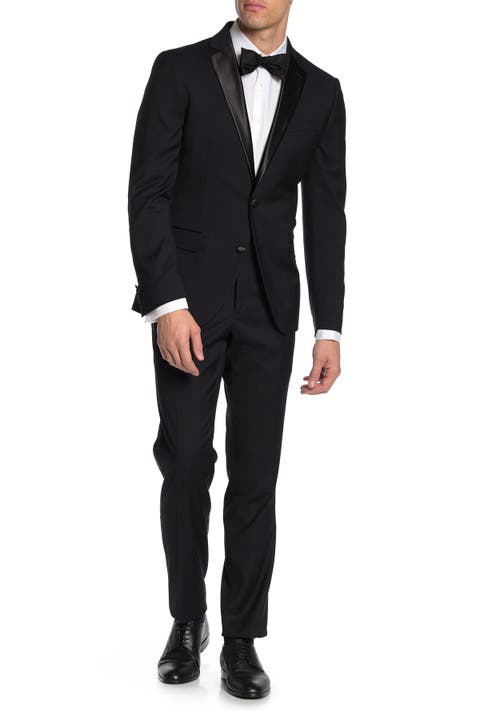 Esmoquin de corte slim de satén con solapa de muesca