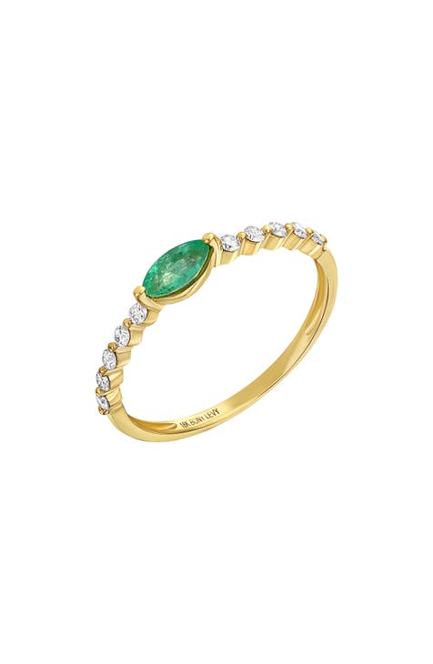 Anillo apilado de diamantes y esmeraldas de oro de 18 quilates El Mar (Exclusivo Nordstrom)