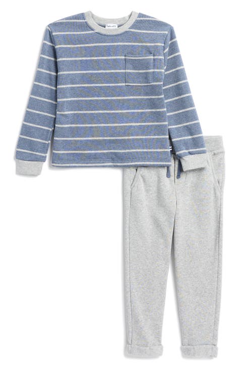 Conjunto de jersey y pantalones con bolsillo a rayas para niños pequeños (niños pequeños y niños pequeños)