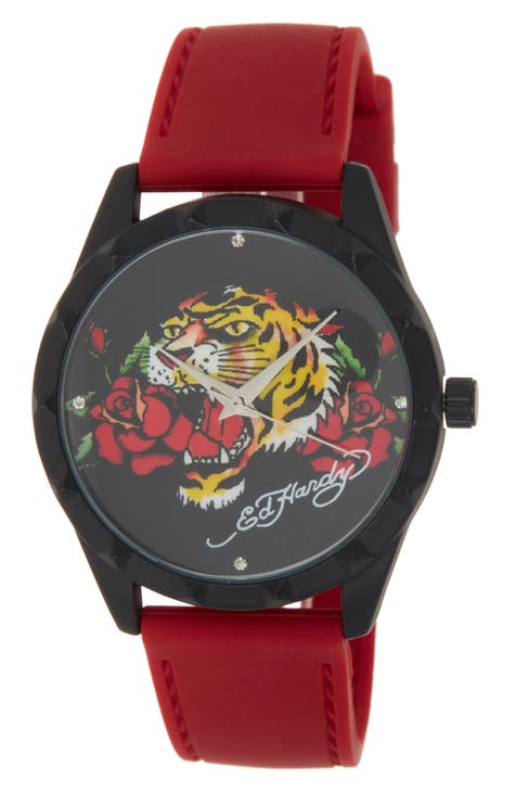 x Ed Hardy Reloj con Correa de Silicona, 40mm