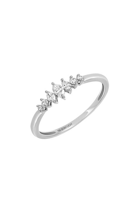 Anillo Graduado de Diamantes Redondos y Marquesa de Oro Blanco de 18 quilates - 0,23 ct. (Exclusivo Nordstrom)