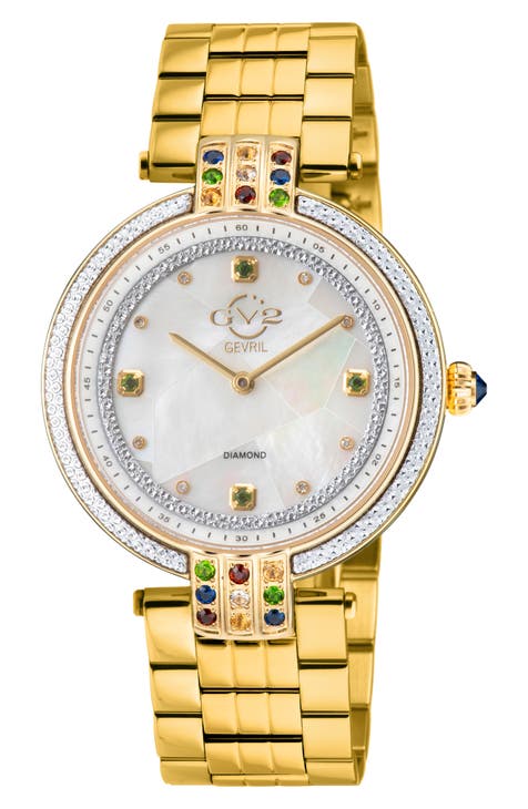 Reloj de pulsera con diamantes Matera Swiss Quartz White Mother of Pearl Dial, 35mm - 0.04ct.