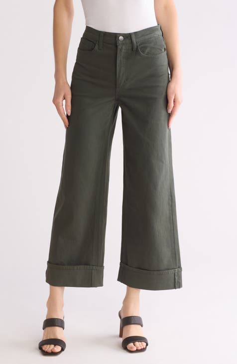 Jeans anchos con tobillos y cintura alta