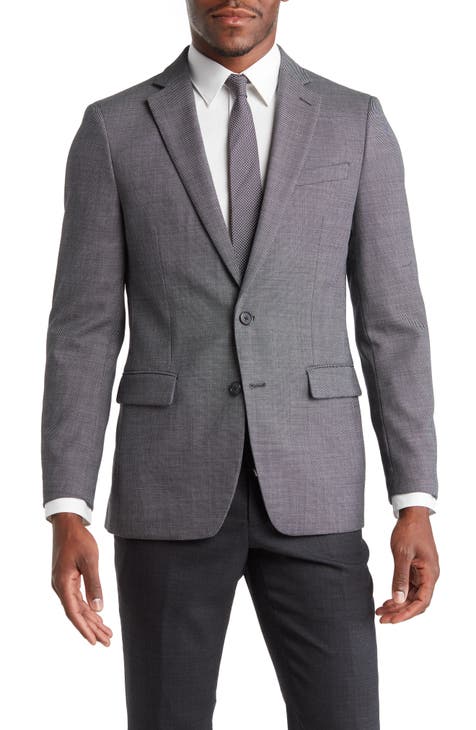 Chaqueta de traje elástica estilo ojo de perdiz gris antracita