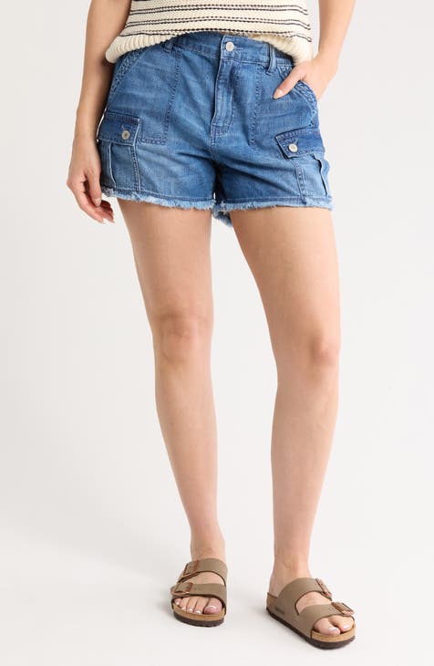 Shorts cargo de mezclilla con corte de cintura alta (Brightside)