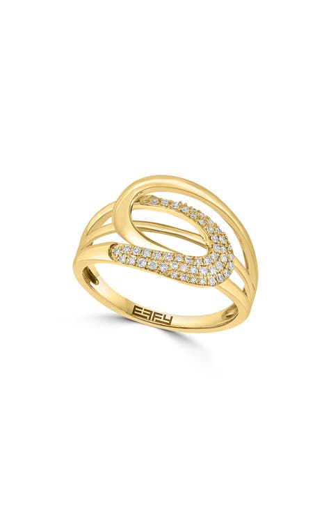 Anillo de oro amarillo de 14 quilates con pavé de diamantes en espiral - 0,17 ct.
