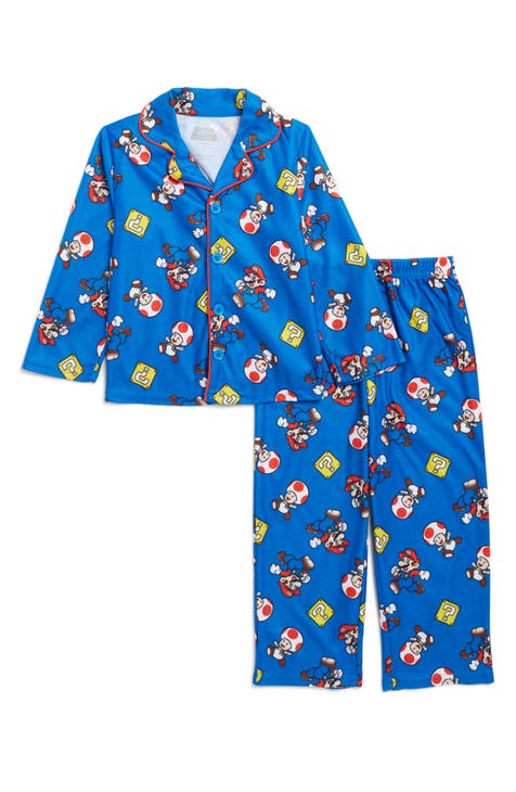Pijama de manga larga y pantalones Mario para niños (niño pequeño)