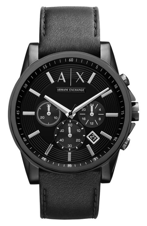 Reloj cronógrafo con correa de piel