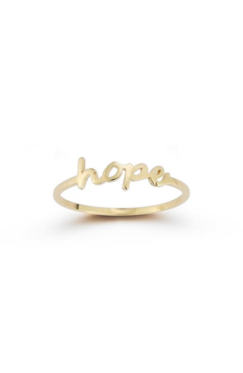 Anillo de oro de 14 quilates Hope Script