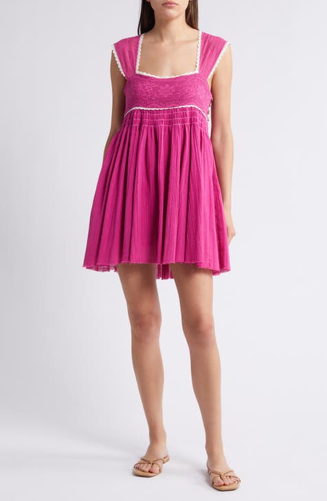 Vestido corto de algodón con corpiño bordado de Heartland