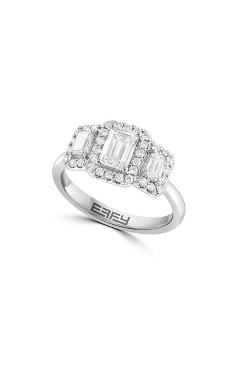 Anillo de Diamantes Creados en Laboratorio de Oro Blanco de 14K - 1.36ct.