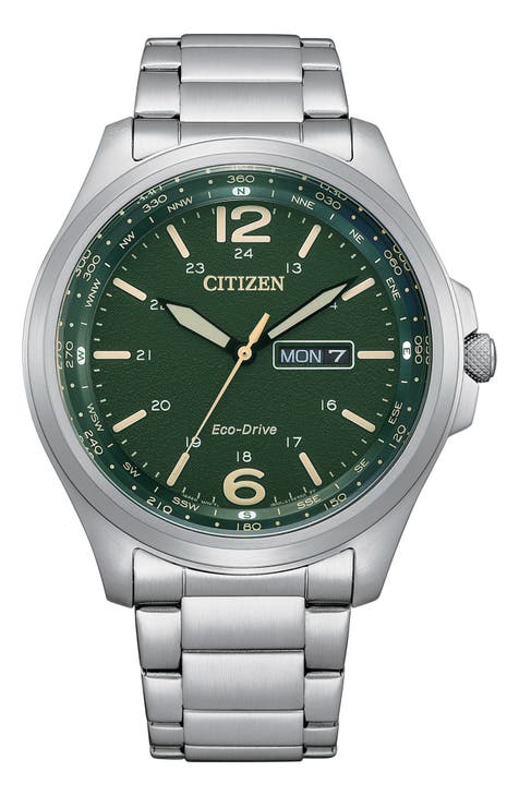 Reloj de pulsera de acero inoxidable Eco-Drive, 44 mm