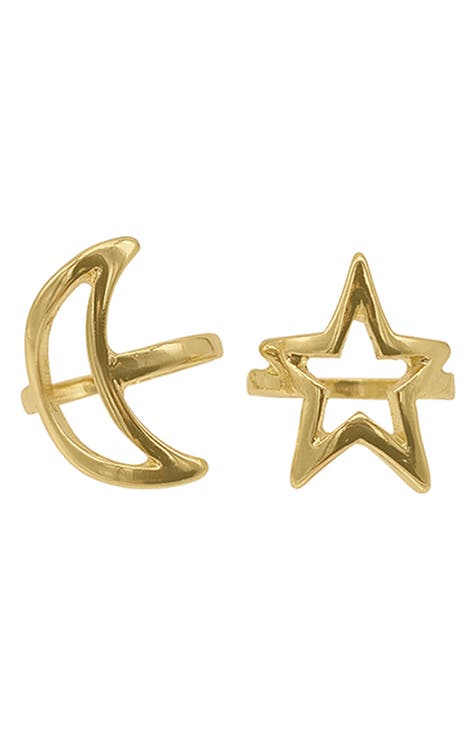 Anillo Luna y Estrella bañado en Oro Amarillo de 14K