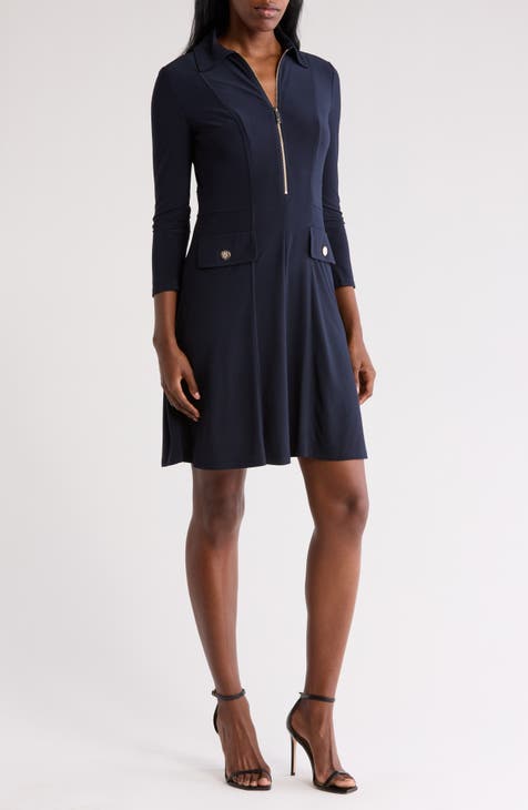 Vestido de manga larga con cremallera en la parte delantera