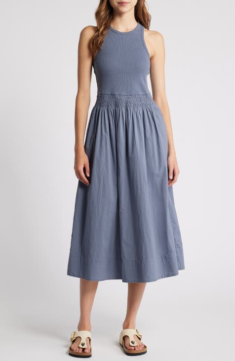 Vestido sin mangas de canalé tropical