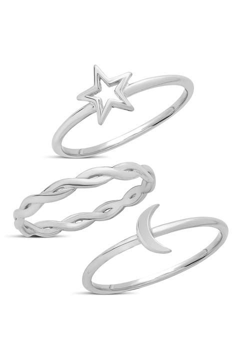 Anillos apilables Celestial de plata de ley - Juego de 3