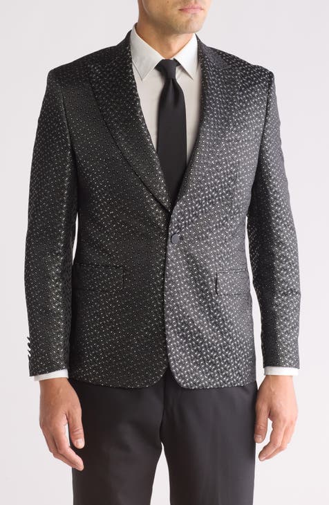 Blazer con solapa de pico y brocado de paisley