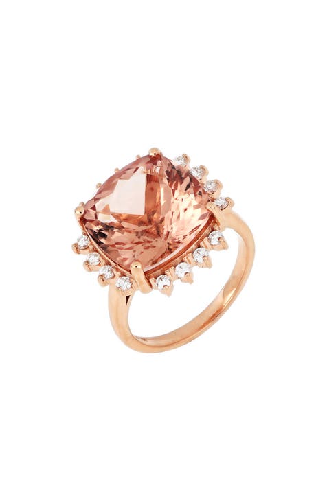 Anillo de Oro Rosa de 18 K con Morganita y Diamantes - 0,41 ct. (Exclusivo Nordstrom)