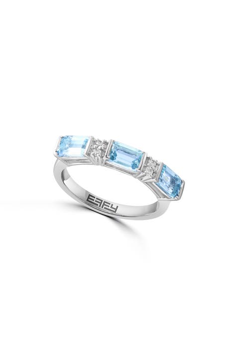 Anillo de aguamarina de plata de ley