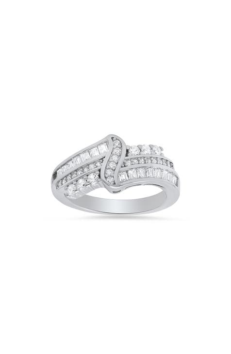 Anillo Remolino de Circonitas Cúbicas de Plata de Ley