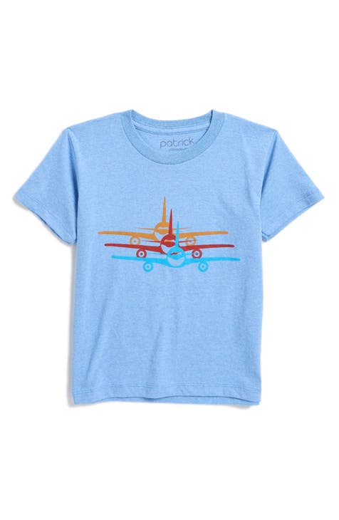 Camiseta gráfica de algodón Rainbow Plane para niños (niño pequeño)