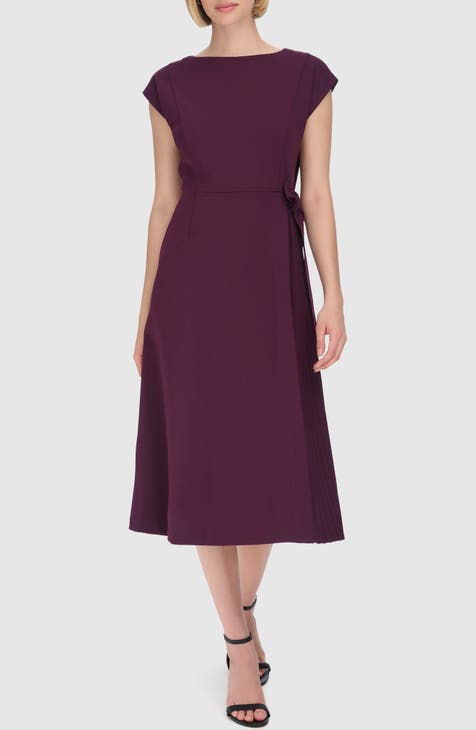 Vestido midi plisado con lado lateral y manga japonesa