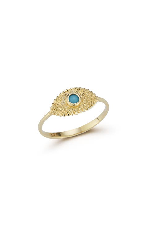 Anillo Turquesa Mal de Ojo Oro 14K
