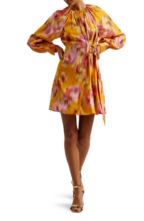 Vestido corto cruzado sintético de manga larga Akemi