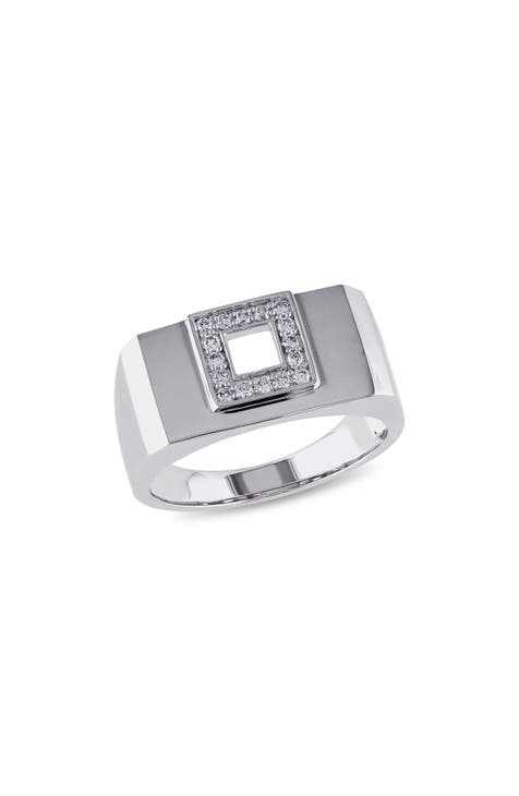 Anillo cuadrado de diamantes para hombre